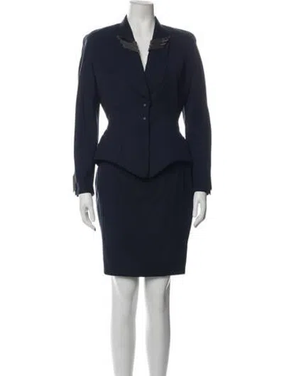 Pre-owned Mugler Vintage Late 1980's - Early 1990's Skirt Suit In Blue