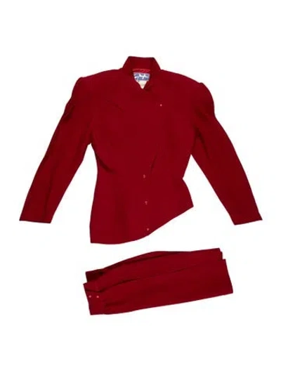 Pre-owned Mugler Vintage Late 1980's - Early 1990's Skirt Suit In Red