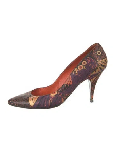 Pre-owned Mugler Vintage Leather Pumps In Orange