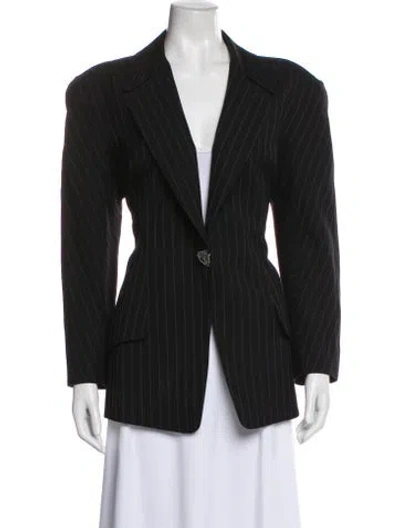 Pre-owned Mugler Vintage Linen Coat In Black