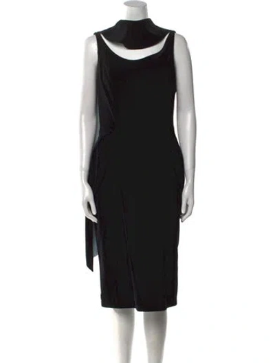 Pre-owned Mugler Vintage Midi Length Dress In Black