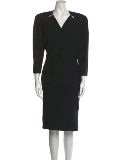 Pre-owned Mugler Vintage Midi Length Dress In Black