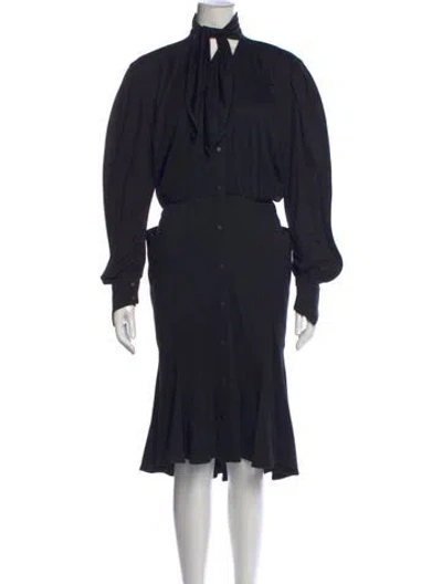 Pre-owned Mugler Vintage Midi Length Dress In Black