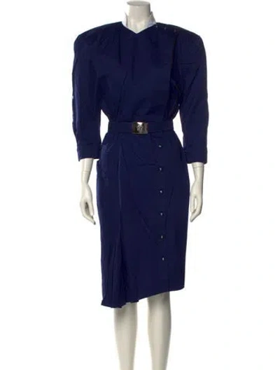 Pre-owned Mugler Vintage Midi Length Dress In Blue
