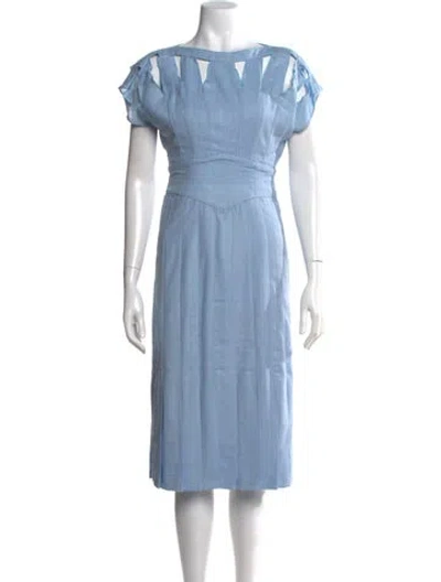 Pre-owned Mugler Vintage Midi Length Dress In Blue