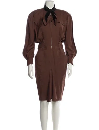 Pre-owned Mugler Vintage Midi Length Dress In Brown