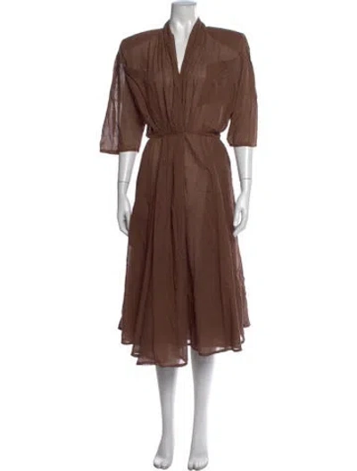 Pre-owned Mugler Vintage Midi Length Dress In Brown