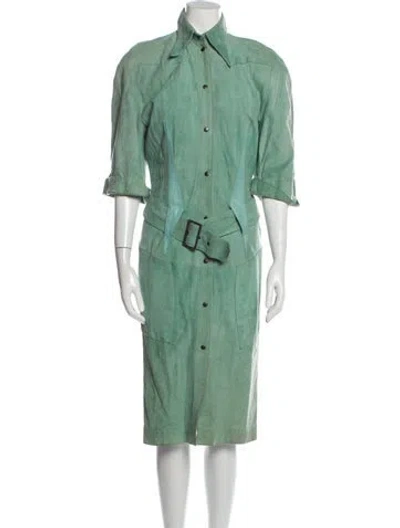 Pre-owned Mugler Vintage Midi Length Dress In Green