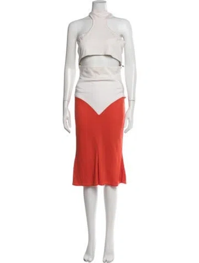 Pre-owned Mugler Vintage Midi Length Dress In Neutrals/orange