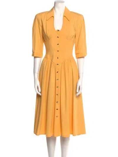 Pre-owned Mugler Vintage Midi Length Dress In Yellow