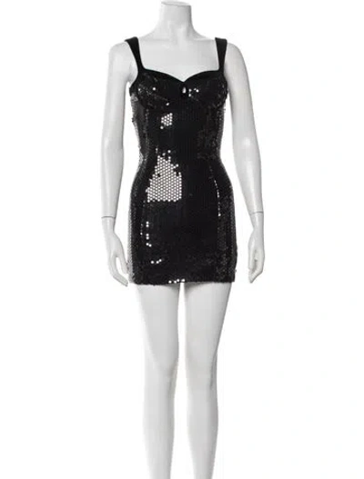 Pre-owned Mugler Vintage Mini Dress In Black/metallic