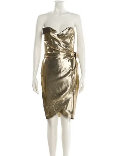 Pre-owned Mugler Vintage Mini Dress In Gold