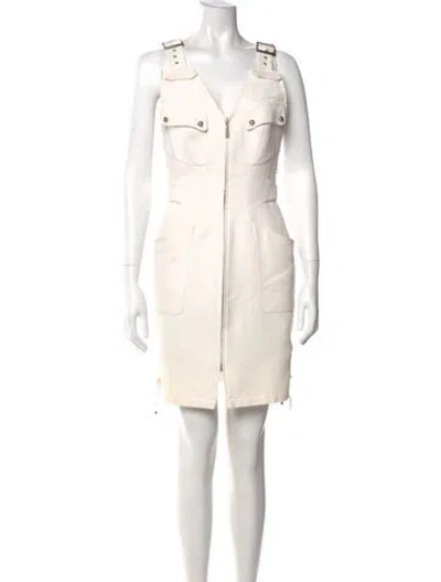 Pre-owned Mugler Vintage Mini Dress In Neutral