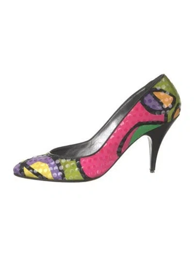 Pre-owned Mugler Vintage Satin Pumps In Green