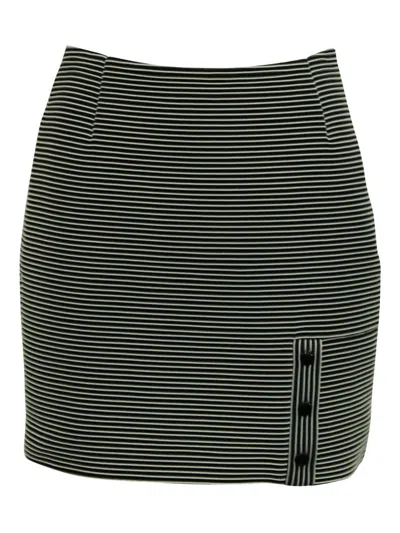 Pre-owned Mugler Vintage Striped Pencil Skirt In Black