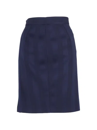 Pre-owned Mugler Vintage Striped Wool Skirt In Blue