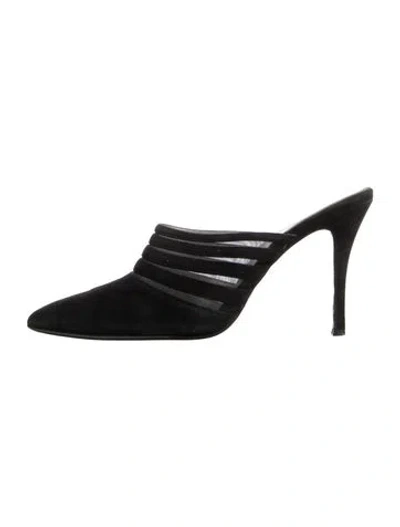 Pre-owned Mugler Vintage Suede Mules In Black