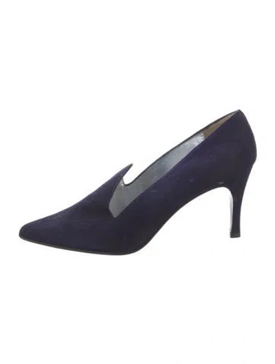 Pre-owned Mugler Vintage Suede Pumps In Blue