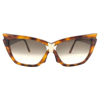 Pre-owned Mugler Vintage Thierry  Clichy Tortoise Cat Eye Medium 1980's Paris Sunglasses In Brown