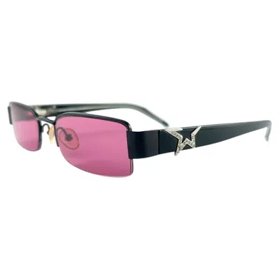 Pre-owned Mugler Vintage Thierry  Half Frame Black Purple Lenses 1980's Paris Sunglasses