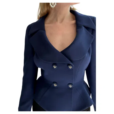Pre-owned Mugler Vintage Thierry  Navy Blue Jacket Circa 1989
