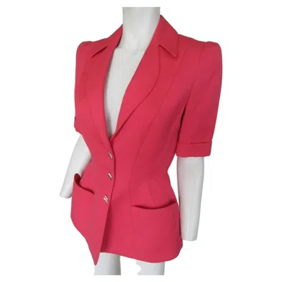 Pre-owned Mugler Vintage Thierry  Paris 1980s Women's Cotton Jacket, Size Fr 38 In Red