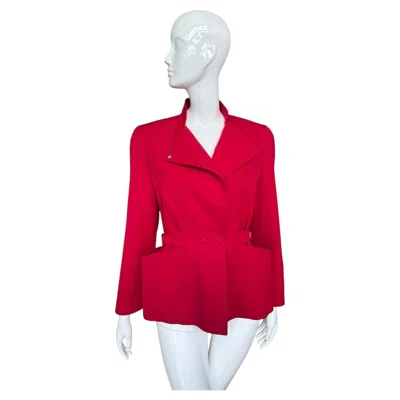 Pre-owned Mugler Vintage Thierry  Red Wool Cinched Blazer Unisex Circa 1980s