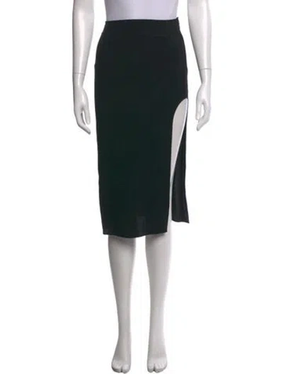 Pre-owned Mugler Virgin Wool Midi Length Skirt In Black