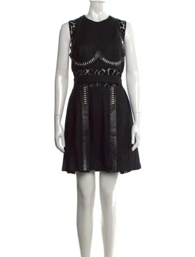 Pre-owned Mugler Virgin Wool Mini Dress In Black