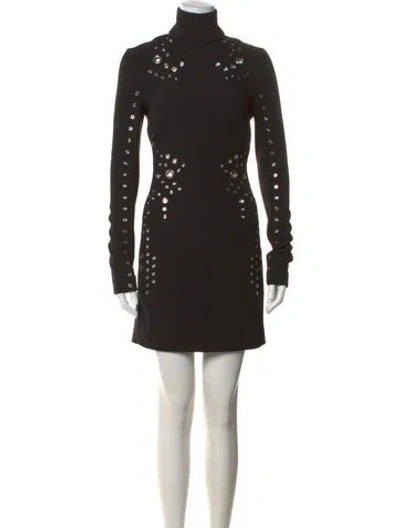 Pre-owned Mugler Virgin Wool Mini Dress In Black