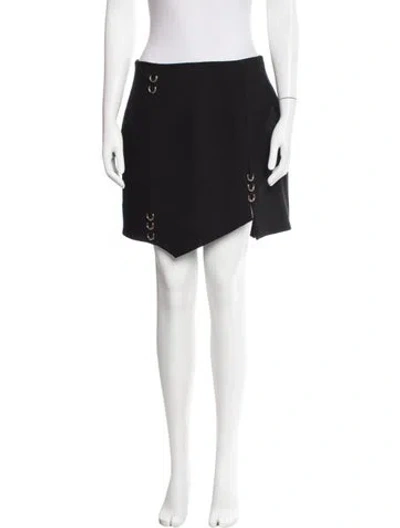 Pre-owned Mugler Virgin Wool Mini Skirt In Black
