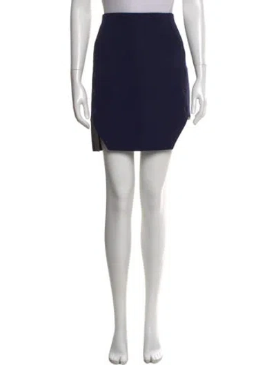 Pre-owned Mugler Virgin Wool Mini Skirt In Blue