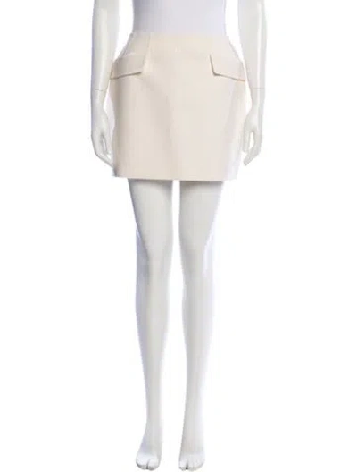 Pre-owned Mugler Virgin Wool Mini Skirt In Neutral