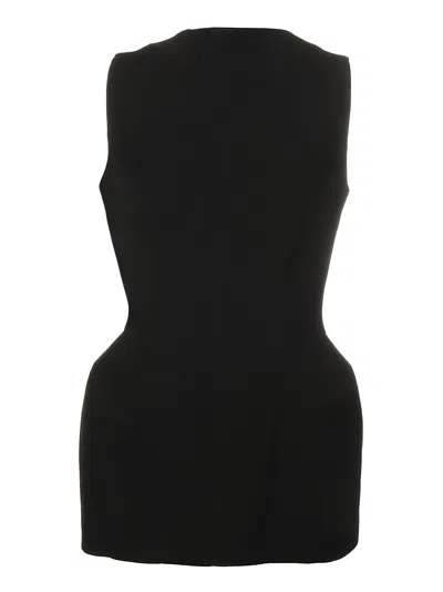Mugler Virgin Wool Sculpted Waistcoat In Black