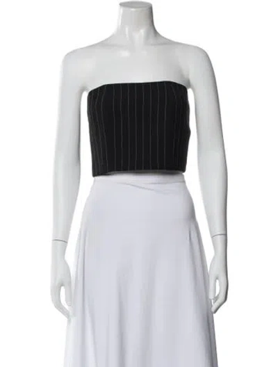 Pre-owned Mugler Virgin Wool Striped Crop Top W/ Tags In White
