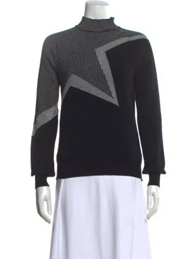 Pre-owned Mugler Virgin Wool Striped Sweater In Black/metallic