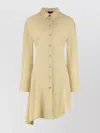 Mugler Viscose Shirt Collar Dress With Back Cut-out In Neutral