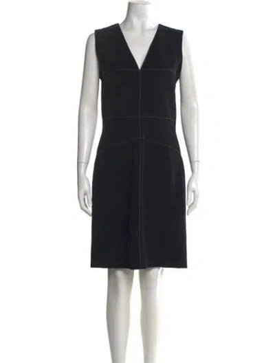 Pre-owned Mugler V-neck Knee-length Dress In Black
