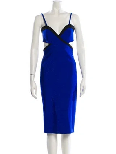 Pre-owned Mugler V-neck Knee-length Dress In Blue