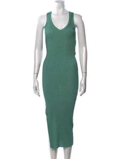 Pre-owned Mugler V-neck Midi Length Dress
