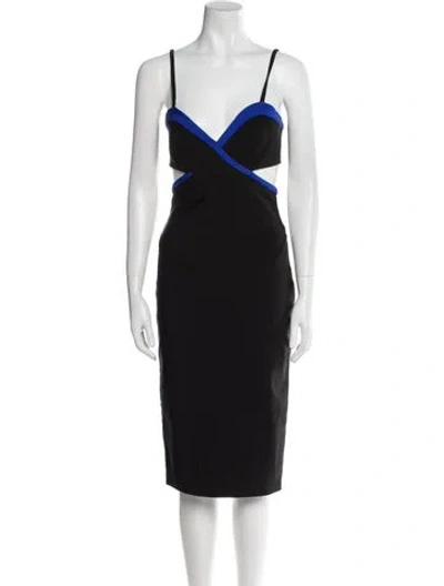Pre-owned Mugler V-neck Midi Length Dress In Multi