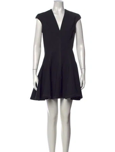 Pre-owned Mugler V-neck Mini Dress In Black