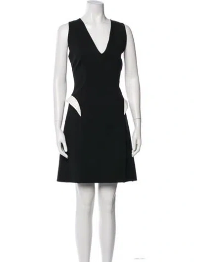 Pre-owned Mugler V-neck Mini Dress In Gray
