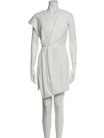 Pre-owned Mugler V-neck Mini Dress In Neutral