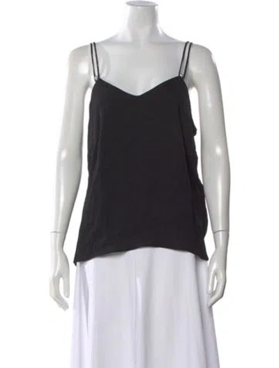 Pre-owned Mugler V-neck Sleeveless Top In Black