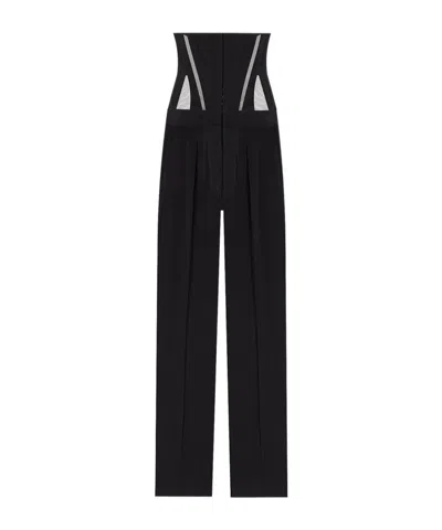 Mugler Bustier-detail Wide-leg Pants In Black