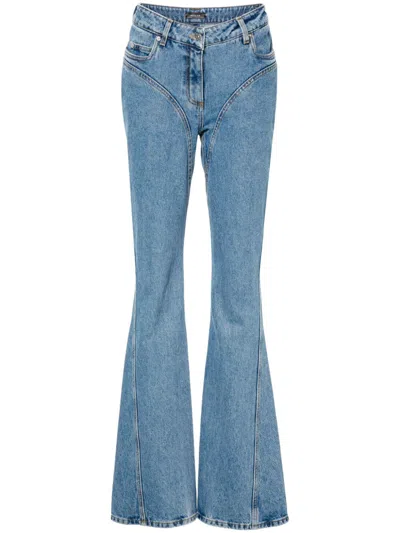 Mugler Zipped Spiral Jeans In Blue