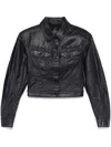 Mugler Blue Wax-effect Jacket In Blue
