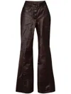 Mugler Waxed Flared Jeans In Red