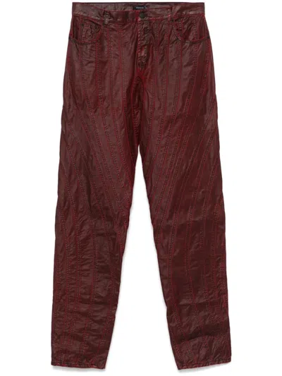 Mugler Waxed Spiral Jeans In Red